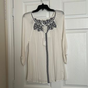 White with blue details blouse